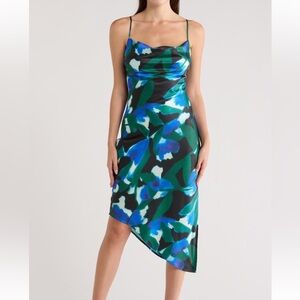 New Area Stars Albu Blue Green Slip Midi Dress